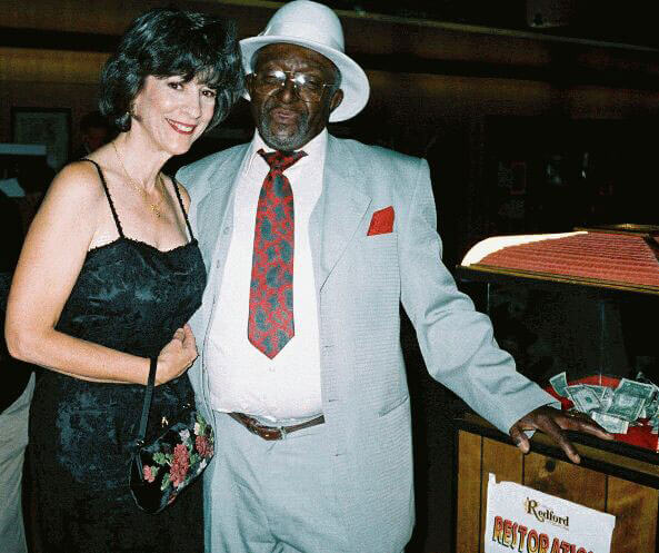 Caroline Dahl in  2003 with Joe Hunter at the Motor City Blues & Boogie Woogie Festival, Detroit, MI